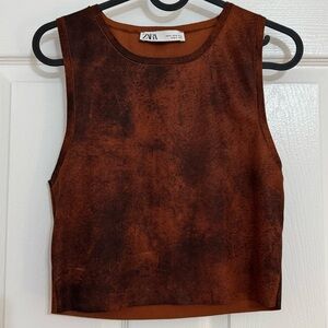Zara Brown Crop Tank Top